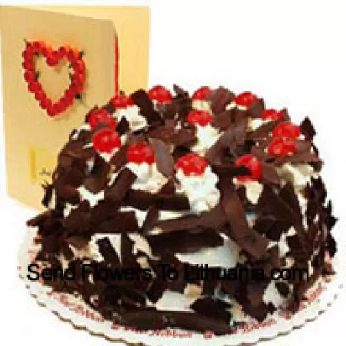 Pastel de 1 Kg (2.2 Lbs) de Chocolate Crujiente con una Tarjeta de Felicitación de Amor Gratis